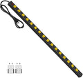 JUNNUJ Long Metal 16 Outlet Wide Spaced Power Strip, Yellow, 6 FT Cord by JUNNUJHome