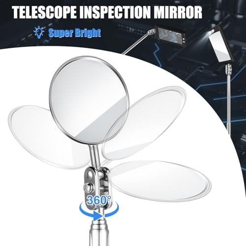 BBTO 4 Pcs LED Telescoping Inspection Mirror,Classic Style,Various Sizes - Image 3