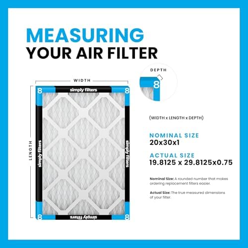 Simply 20x30x1 Air Filter, Merv 8, 6 Pack, For Home AC Furnace & HVAC (Actual Size: 19.94"x29.94"x0.75") DUST, Pet & Allergy Control, - Image 2