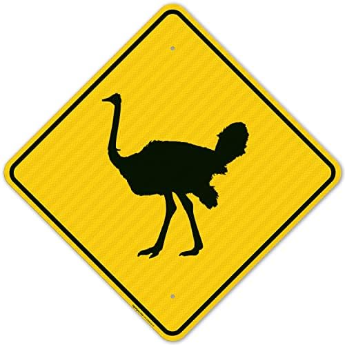 Ostrich Crossing with Graphic Sign, by SigoSigns