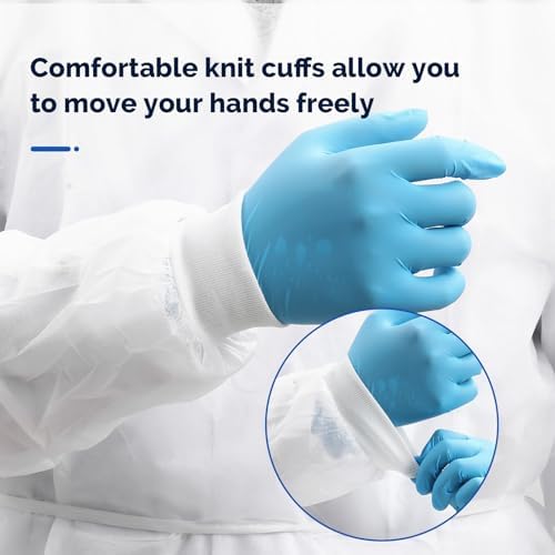 JMU 10 Pack Disposable Isolation Gowns White, Long PPE Medical Gowns - Image 3