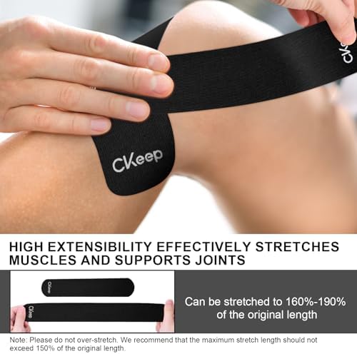 CKeep Kinesiology Tape precut Strips, 40 Count Elastic k Tape, Black - Image 4