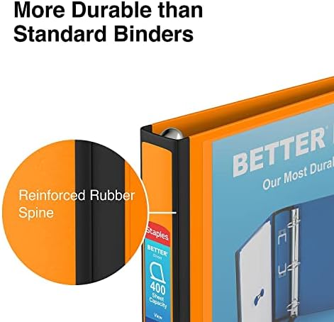Staples Better Binder, 1.5-Inch D-Ring View, Orange, 350 Sheets - Image 5