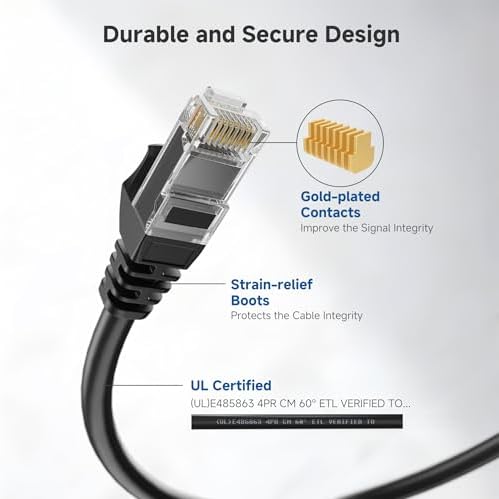 Cable Matters 10Gbps 5-Pack Snagless Cat 6 Ethernet Cable, 8ft, Black - Image 4