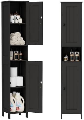 Homleke Tall Bathroom Storage Cabinet with 2 Doors, Slim Bathroom Cabinet by Homleke