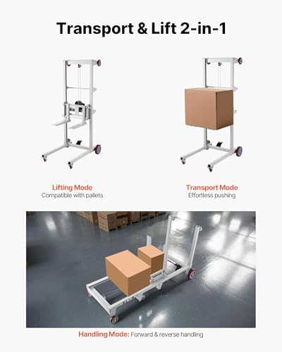VEVOR Material Lift Winch Stacker, 551 lbs Capacity, Heavy Duty Pallet Truck Dolly with Adjustable Forks & 6-Wheel System, 70 inch Max Lifting Height, Industrial Manual Pallet Truck Dolly - Image 3