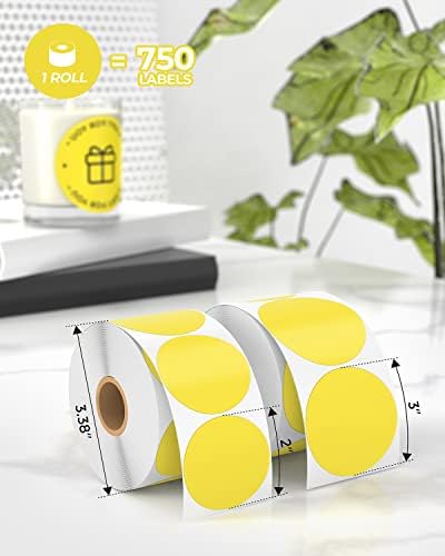 MUNBYN 2 Inch Circle Yellow Thermal Labels for Business, 750 Sheets/1 Roll - Image 2