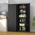 Lockable Tall Pantry Cabinet, Adjustable Shelves, Narrow Storage Cabinet by Unknown