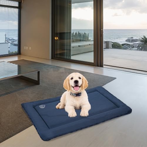 EMPSIGN Dog Crate Pad for 30"x20" Dog Crate, Plush/Canvas Navy - Image 6