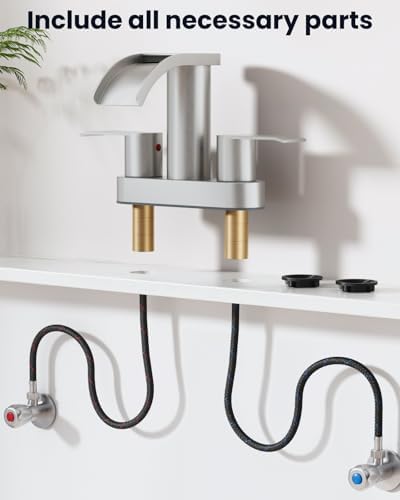 gotonovo 4’’ Centerset Bathroom Sink Faucet Waterfall Brushed Nickel - Image 6
