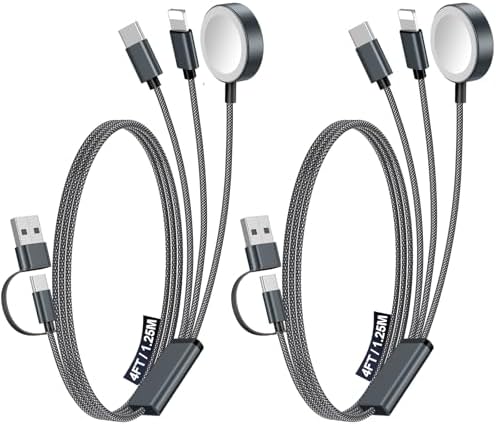 2Pack Travel Essentials for Apple Watch Charger,3-in-2 Multi Charging Cable by Accessoriesforphoneandelectricproducts