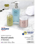 Avery® Printable Round Labels, Sure Feed® Technology, 2" Diameter, Glossy Clear, 120 Customizable Labels (22825) by Avery