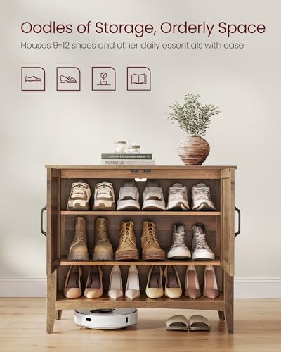VASAGLE Shoe Storage Cabinet, 3‑Tier with Height‑Adjustable Shelves - Image 4