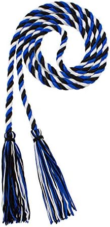 Tassel Depot Graduation Honor Cord - Black/Royal/White - Every School Color Available - Made In Usa by TasselDepot