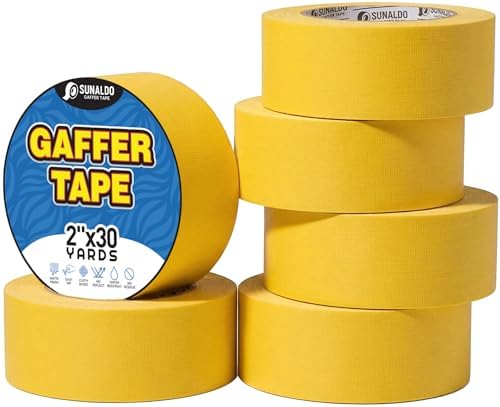 Gaffers Tape (2" x30 Yards) Heavy Duty, No Residue (6 Pack Yellow) by Unknown