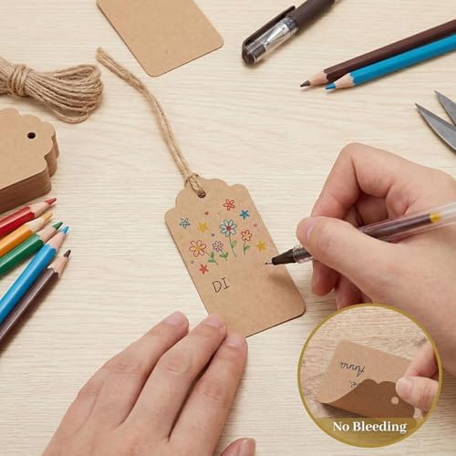 SALLYFASHION 100PCS Gift Tags with String Attached, Kraft Paper Hang Tags - Image 5