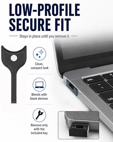 24-Pack USB-A Port Locks with 2 Keys,Laptop Security Locks for Physical Security and Malware Protection,Removable USB-A Port Locks for PC Laptops, Protecting Data and Information Security (Black) - Image 2