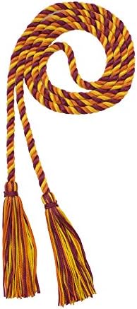 Tassel Depot Graduation Honor Cord - Maroon/Orange/Gold - Every School Color Available - Made In Usa by TasselDepot