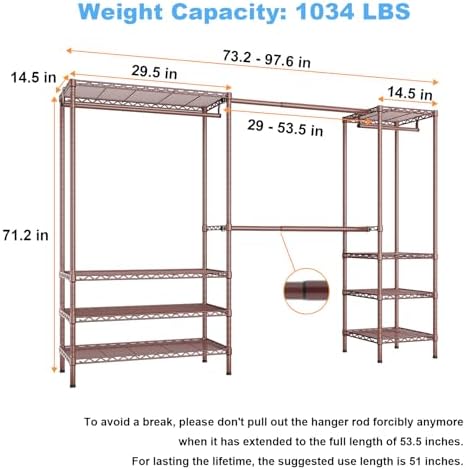 Ulif E11 Heavy-Duty Closet Garment Rack, Metal Clothes Rack, Load 1034lbs - Image 5