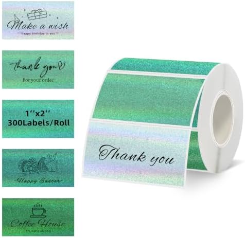 2''x1'' Holographic Direct Thermal Barcode Labels,Self-Adhesive Thermal Printer Stickers for Address Design DIY Logo Business（Green Gradient Dots） by Unknown