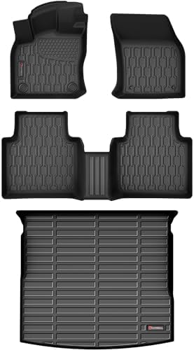 Floor Mats & Cargo Liner Compatible with 2018-2024 Volkswagen Tiguan 5 Seats ONLY VW Cargo Mat, Full Set All Weather Protection, 1st, 2nd Row Car Liners & Trunk Mat, Black by AUTOBULL
