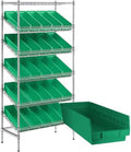 18" x 36" x 74" Heavy-Duty Commercial Chrome Shelving Unit with 25 Green Storage Bins - Metal Wire Utility Shelf for Tool, Office, Garage, and Warehouse Organization - Durable Storage Cabinet by Zedfire