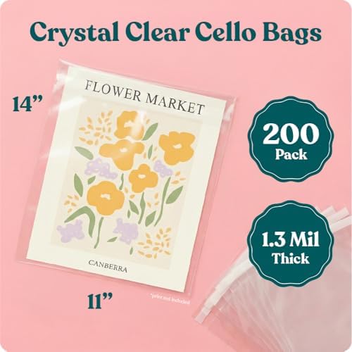 11x14 Self Sealing Cellophane Bags (200 Pack) - Resealable Adhesive - Image 2