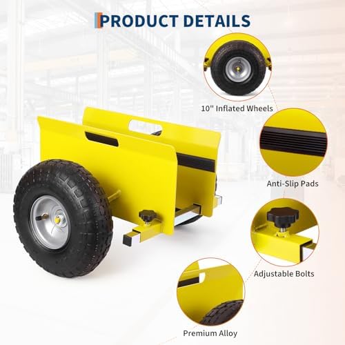 600 LBS Panel Dolly, Door Dolly Adjustable Drywall Mover with 10" Tires - Image 3
