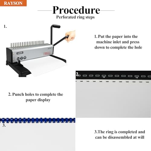 RAYSON SD1202 19-Hole Comb Binder, 10-Sheet Punch, 200-Sheet Capacity - Image 2