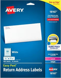 Avery White Return Address Labels | Printable | Sure Feed Technology | Permanent Adhesive | 800 Labels, Pack of 5 by Avery