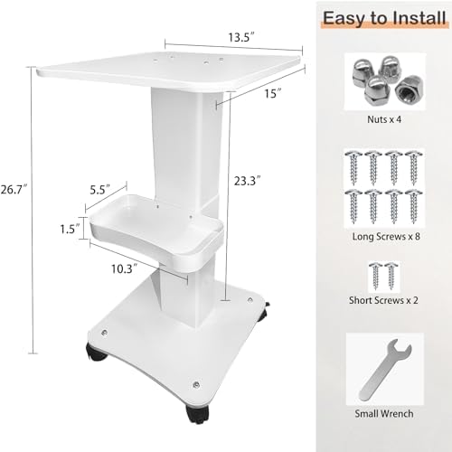 Esthetician Cart, 3 Tier Beauty Rolling Trolley with Rotation Wheels, Storage Tray Rolling Cart for Hair Salon, Spa Beauty Machine - Image 6