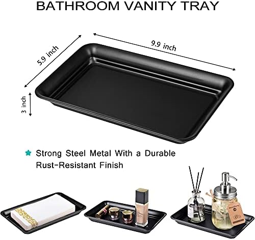 SheeChung Metal Vanity Tray, Bathroom Counter Storage Tray, Black 4 Pack - Image 4