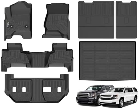 Wailtnb-All Weather Floor Mats & Cargo Liner Backrest Mat for Chevrolet Suburban & GMC Yukon XL 2015-2020 Custom Fit Chevy Suburban & GMC Yukon XL 2015-2020 Waterproof Durable Easy Clean Accessories by Wailtnb
