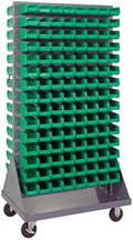 Quantum Storage Systems QMD-36H-220GN Mobile Double Sided Gray Louvered Rack System with Bins, 36" L x 25" W 72" H, Green by QuantumStorageSystems