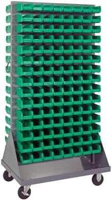 Quantum Storage Systems QMD-36H-220GN Mobile Double Sided Gray Louvered Rack System with Bins, 36" L x 25" W 72" H, Green by QuantumStorageSystems