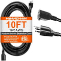 HUANCHAIN Black Extension Cord 10 FT, 16 Gauge, Outdoor Electric Cable by huanchain