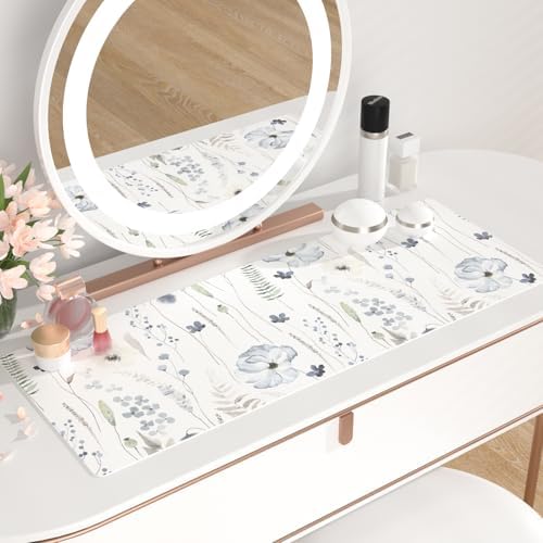 QiyI PU Leather Large Mouse Pad, 31.5" x 11.8", Watercolor Flowers - Image 6