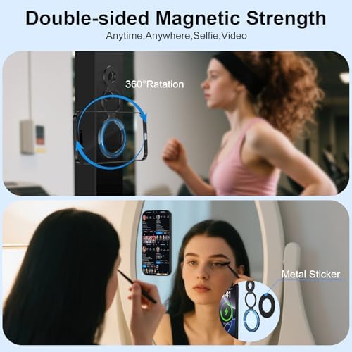Magnetic Phone Ring Holder for MagSafe Gym Phone Grip Stand Finger Ring Kickstand Dual-Sided Magnetic Stand for iPhone 18 17 16 Pro Max 16 15 14 13 12 Pro Max,Samsung,Compatible for Wireless Car Mount - Image 2