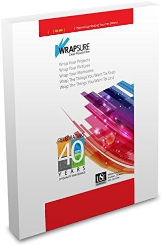 USI WrapSure Thermal Laminating Pouches/Sheets, Letter Size, 10 Mil, 9 x 11 1/2 by USI