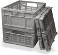 20L Folding Crate, 4Pack Plastic Storage Baskets Organizer for Home and Office,Collapsible Storage Crates for Home Office and Outdoor Organizer.(Grey) by HomeandOfficeStorage
