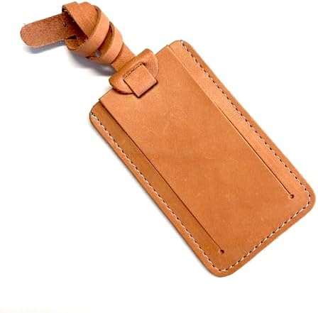 Premium Vegetable-Tanned Natural Leather Luggage Tag – Durable, Stylish Travel ID Labels for Suitcases, Bags, and Backpacks (Caramel Color, 1 pc.) - Image 2
