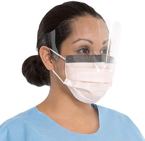 HALYARD FLUIDSHIELD 3 Disposable Procedure Mask, Fog-Free, with SO Soft Earloops, Wraparound Visor, Orange, 28800 (Box of 25) by HALYARD