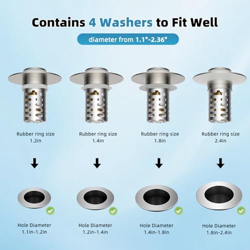 Universal Bathroom Sink Drain Strainer Metal Hair Catcher, Brushed Nickle - Image 6