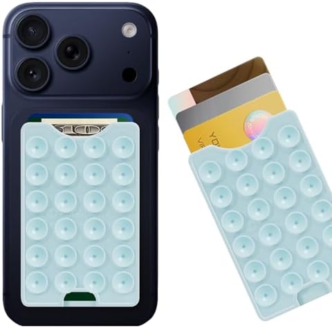 Suction Phone Card Holder Adhesive Mount,Up to 3 Cards,Baby Blue by CukoHno