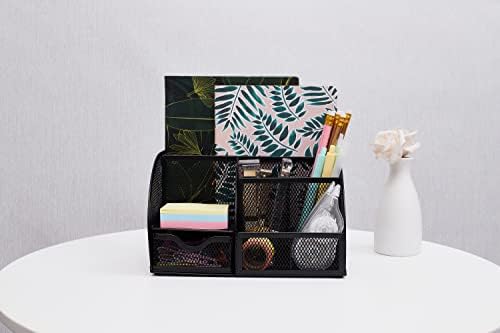Annova Mesh Desk Organizer Office with 7 Compartments + Drawer/Desk Tidy Candy/Pen Holder/Multifunctional Organizer (Black) - Image 6