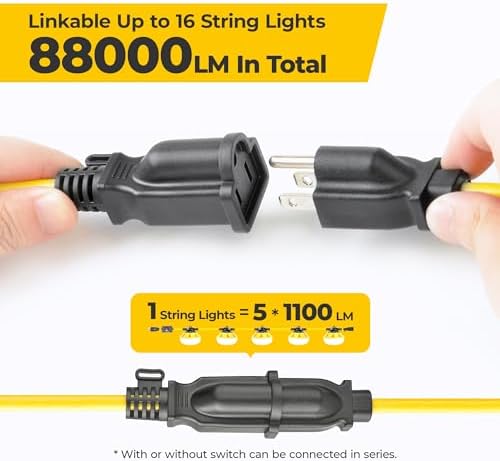 3Prong 50FT 50W LED String Lights, Temporary Construction Lighting - Image 4