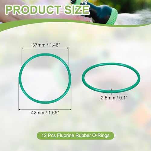 12pcs Fluorine Rubber O-Rings 42mm OD 37mm ID 2.5mm Width - Image 2