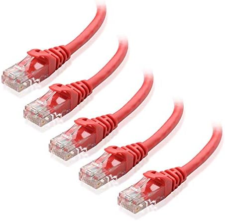 Cable Matters 10Gbps 5-Pack Snagless Cat 6 Ethernet Cable, 1ft, Red by CableMatters