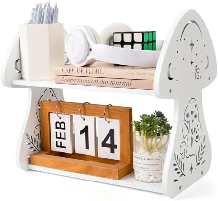 Cute Mushroom Desk Shelf Cottagecore Decor White Mushroom Accessories by FNYDOX