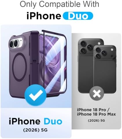 Temdan Magnetic for iPhone Duo Case Ultra Fold with Hidden Stand, Purple - Image 2
